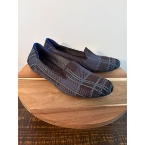 Rothy's The Lounge Loafers Size 6 Scotch Navy Plaid Knit Slip On Flats Retired